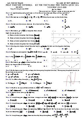 Đề thi THPT Quốc gia môn Toán - Đề số 94 - Năm học 2019-2020 - Lê Nguyên Thạch (Có đáp án)